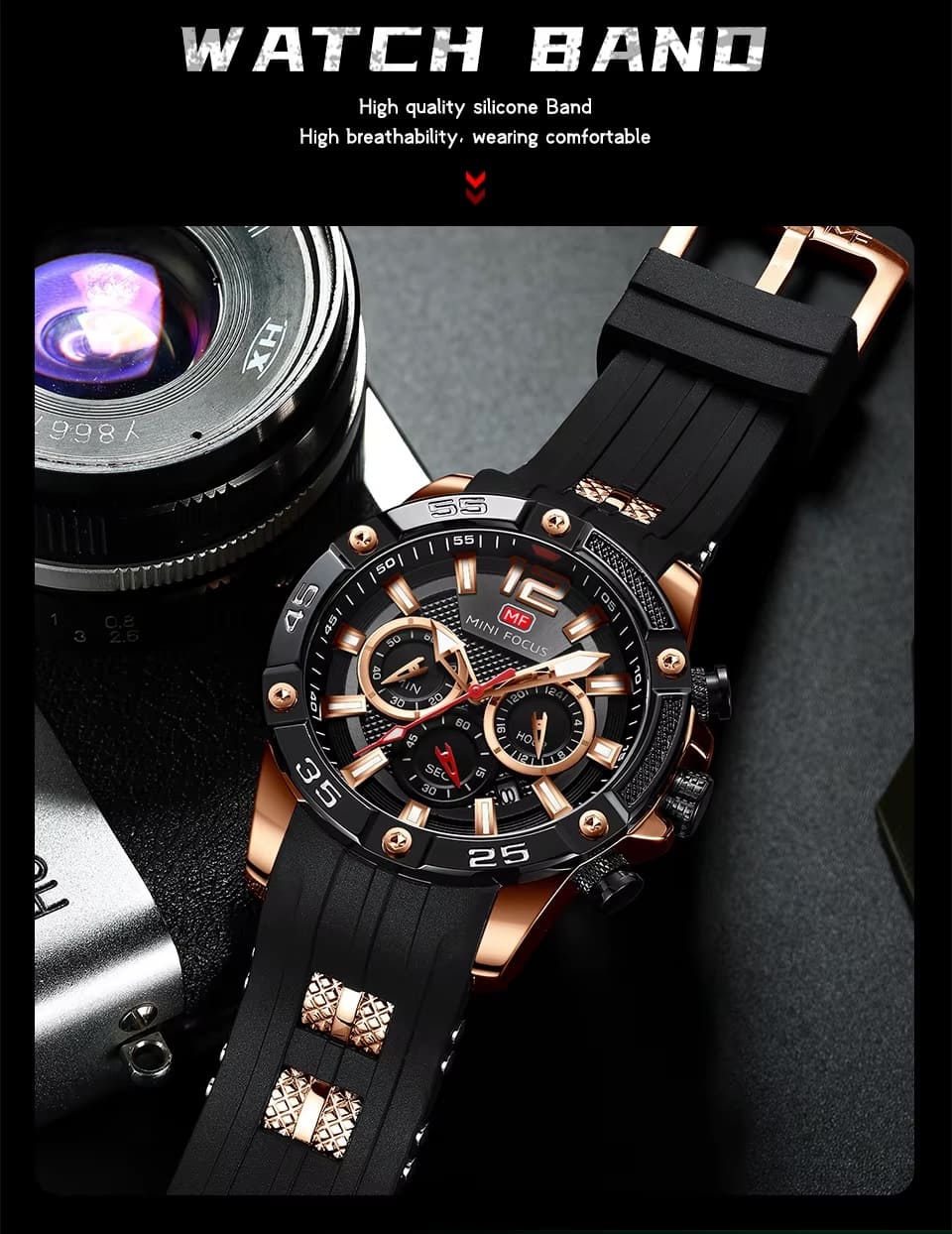 mf0349g mini focus watch for men blue dial rubber strap quartz battery analog chronograph 14