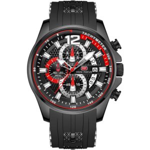 mf0350g 05 mini focus watch for men black dial rubber strap quartz battery analog chronograph