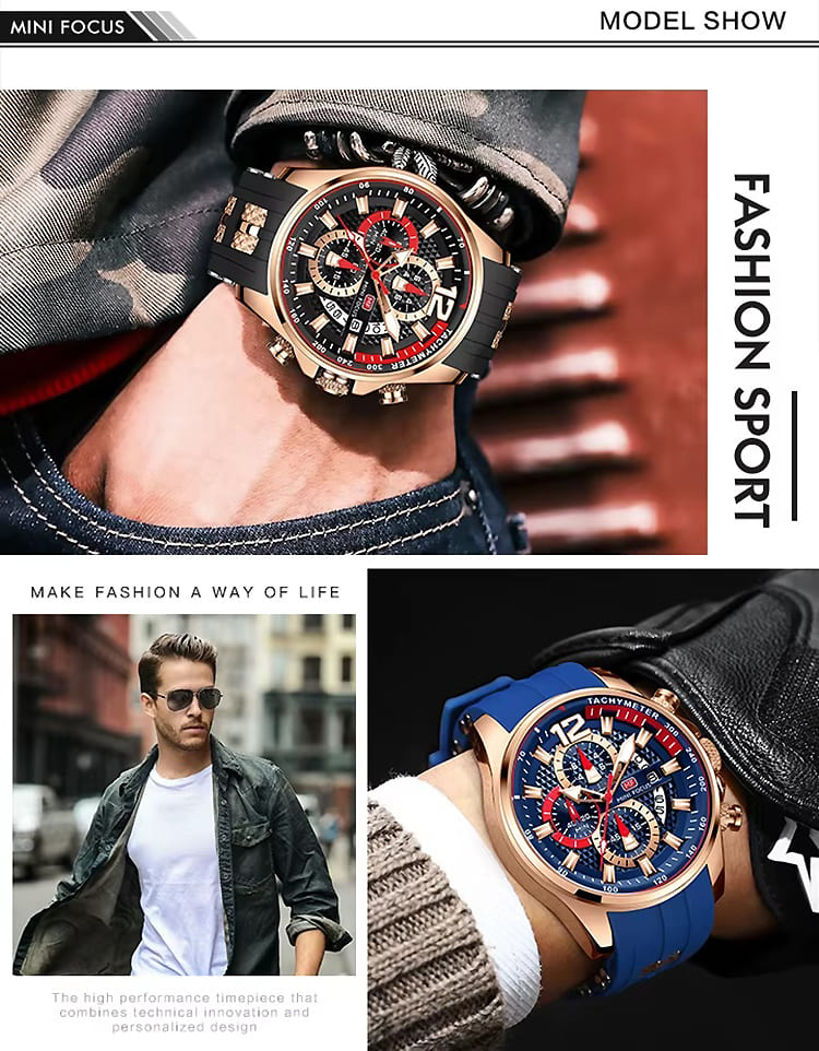 mf0350g mini focus watch for men black dial rubber strap quartz battery analog chronograph 15