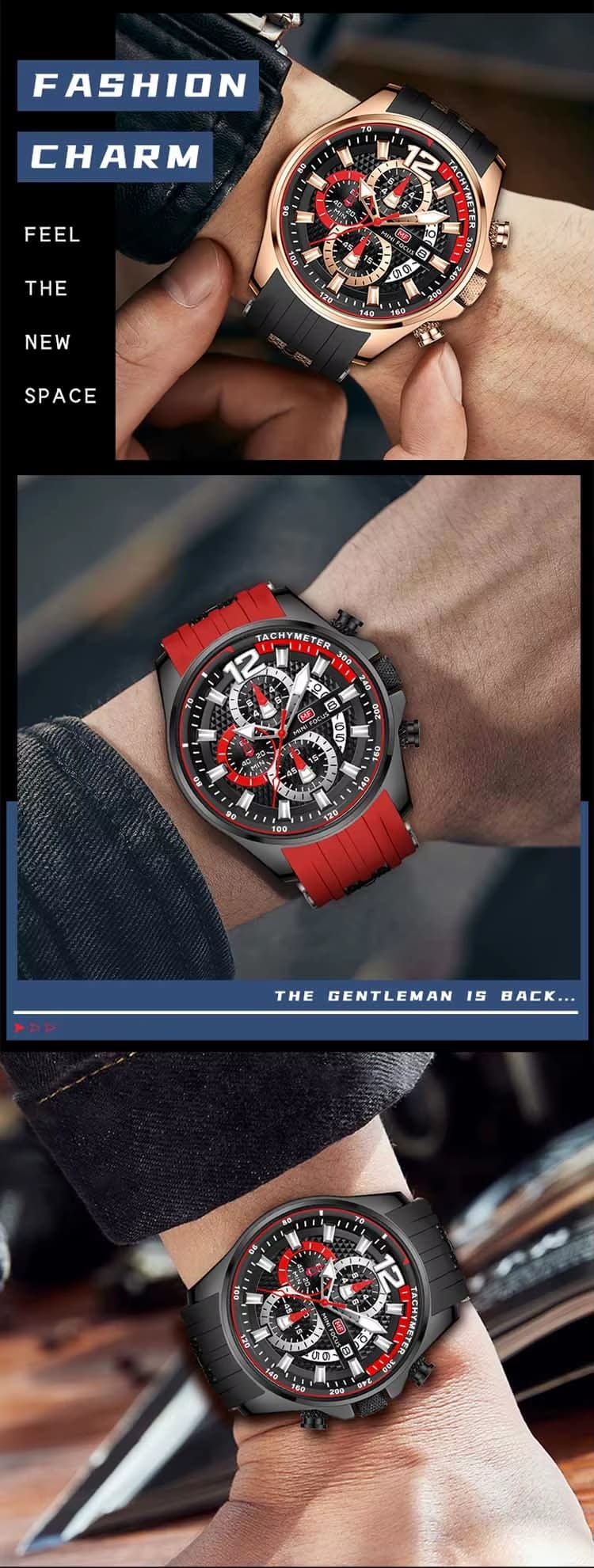 mf0350g mini focus watch for men black dial rubber strap quartz battery analog chronograph 20