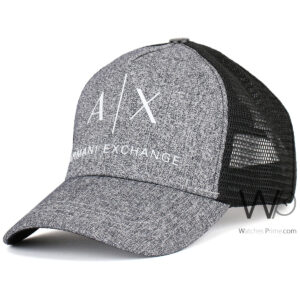 armani exchange ax trucker cap gray color cotton mesh hat for men