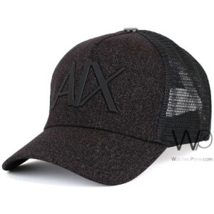 armani exchange ax trucker mesh cap black gray color cotton hat for men
