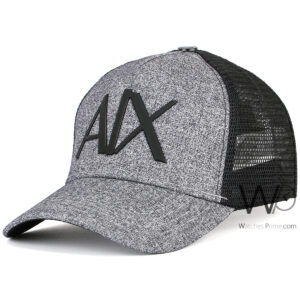 armani exchange ax trucker mesh cap gray color cotton hat for men