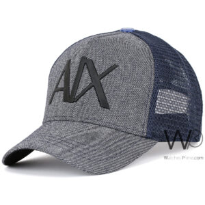armani exchange ax trucker mesh cap navy blue color cotton hat men