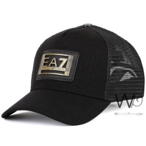emporio armani ea7 trucker mesh cap black color cotton hat for men
