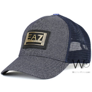 emporio armani ea7 trucker mesh cap navy blue color cotton hat for men