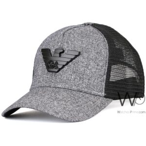 giorgio armani trucker mesh cap gray color cotton hat for men