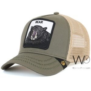 goorin bros bear trucker mesh cap olive green color cotton hat for men