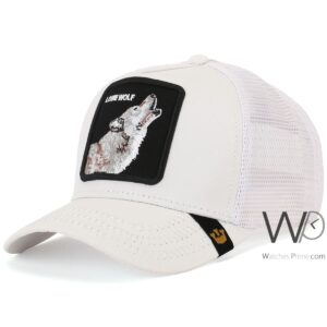 goorin bros lone wolf trucker mesh cap white color cotton hat for men