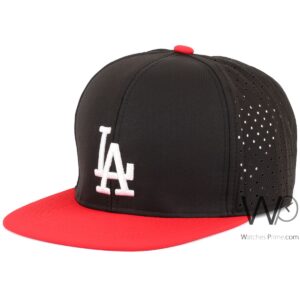 los angeles dodgers la snapback hip hop cap black red color cotton hat for men