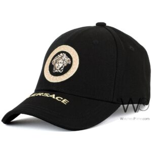 versace baseball cap black color cotton hat for men