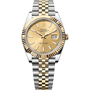 126333 0010 rolex watch oyster perpetual superlative chronometer officially certified men gold dial metal silver golden strap automatic analog sweeping hands date just