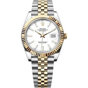 126333 0016 rolex watch oyster perpetual superlative chronometer officially certified men white dial metal silver gold strap automatic analog sweeping hands date just