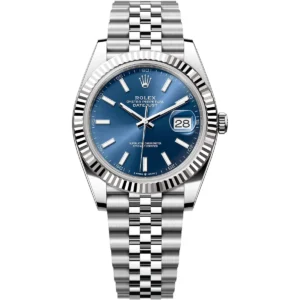 126334 0002 rolex watch oyster perpetual superlative chronometer officially certified men blue dial metal silver strap automatic analog sweeping hands date just