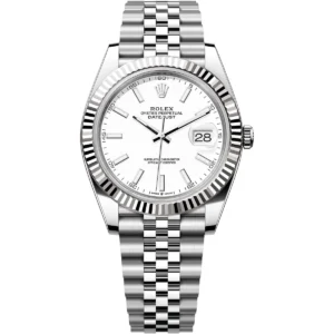 126334 0010 rolex watch oyster perpetual superlative chronometer officially certified men white dial metal silver strap automatic analog sweeping hands date just