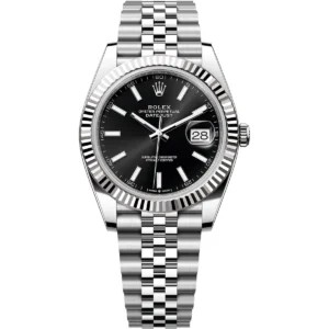 126334 0018 rolex watch oyster perpetual superlative chronometer officially certified men black dial metal silver strap automatic analog sweeping hands date just