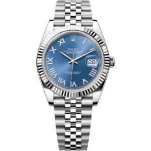 126334 0026 rolex watch oyster perpetual superlative chronometer officially certified men blue dial metal silver strap automatic analog sweeping hands date just