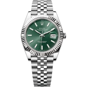 126334 0028 rolex watch oyster perpetual superlative chronometer officially certified men green dial metal silver strap automatic analog sweeping hands date just