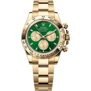 126508 0008 rolex watch oyster perpetual superlative chronometer officially certified men green dial metal gold strap automatic analog sweeping hands cosmograph daytona