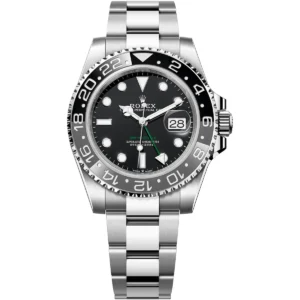 126710grnr 0004 rolex watch oyster perpetual date superlative chronometer officially certified men black dial metal silver strap automatic analog gmt master ii