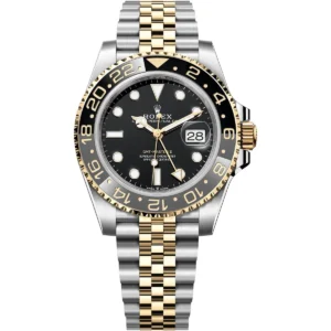 126713grnr 0001 rolex watch oyster perpetual date superlative chronometer officially certified men black dial metal silver gold strap automatic analog gmt master ii