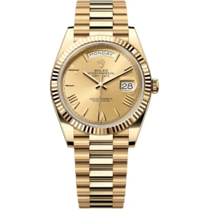 228238 0006 rolex watch oyster perpetual superlative chronometer officially certified men gold dial metal golden strap automatic analog sweeping hands day date