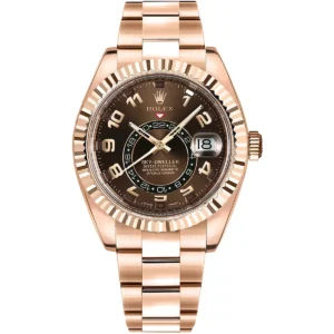 326935 0003 rolex watch sky dweller oyster perpetual superlative chronometer officially certified men coffee dial metal gold strap automatic analog sweeping hands