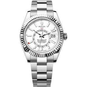 336934 0003 rolex watch sky dweller oyster perpetual superlative chronometer officially certified men white dial metal silver strap automatic analog sweeping hands