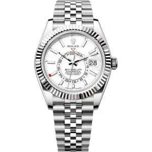 336934 0004 rolex watch sky dweller oyster perpetual superlative chronometer officially certified men white dial metal silver strap automatic analog sweeping hands