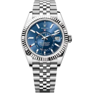 336934 0006 rolex watch sky dweller oyster perpetual superlative chronometer officially certified men blue dial metal silver strap automatic analog sweeping hands