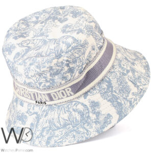 christian dior style bucket hat white blue