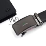 Black Lacoste Wallet And Belt For Men Buckle Gift Set | Watches Prime