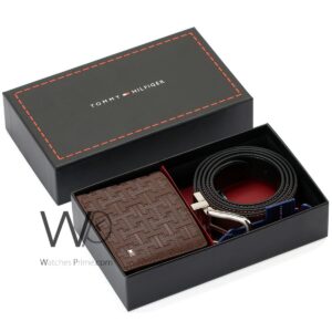 authentic brown tommy hilfiger leather wallet brown belt for men gift set