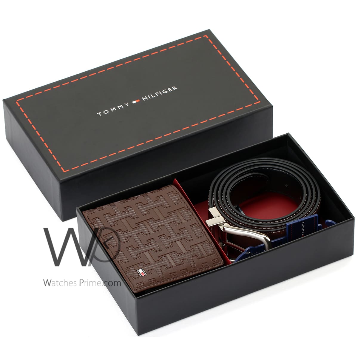 Brown Tommy Hilfiger Leather Wallet Brown Belt For Men Gift Set