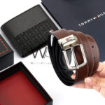 Tommy Hilfiger Leather Wallet Black Brown Belt For Men Gift Set | Watches Prime