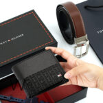 Tommy Hilfiger Leather Wallet Black Brown Belt For Men Gift Set | Watches Prime