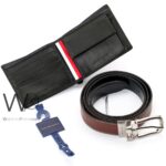 Tommy Hilfiger Leather Wallet Black Brown Belt For Men Gift Set | Watches Prime