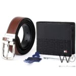 Tommy Hilfiger Leather Wallet Black Brown Belt For Men Gift Set | Watches Prime
