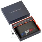Tommy Hilfiger Wallet Men Black Genuine Leather Embroidered | Watches Prime