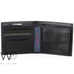 Tommy Hilfiger Wallet Men Black Genuine Leather Embroidered | Watches Prime