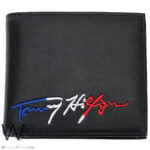 Tommy Hilfiger Wallet Men Black Genuine Leather Embroidered | Watches Prime
