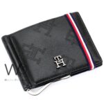 Tommy Hilfiger Wallet Men Black Genuine Leather Patterned Money Clip | Watches Prime