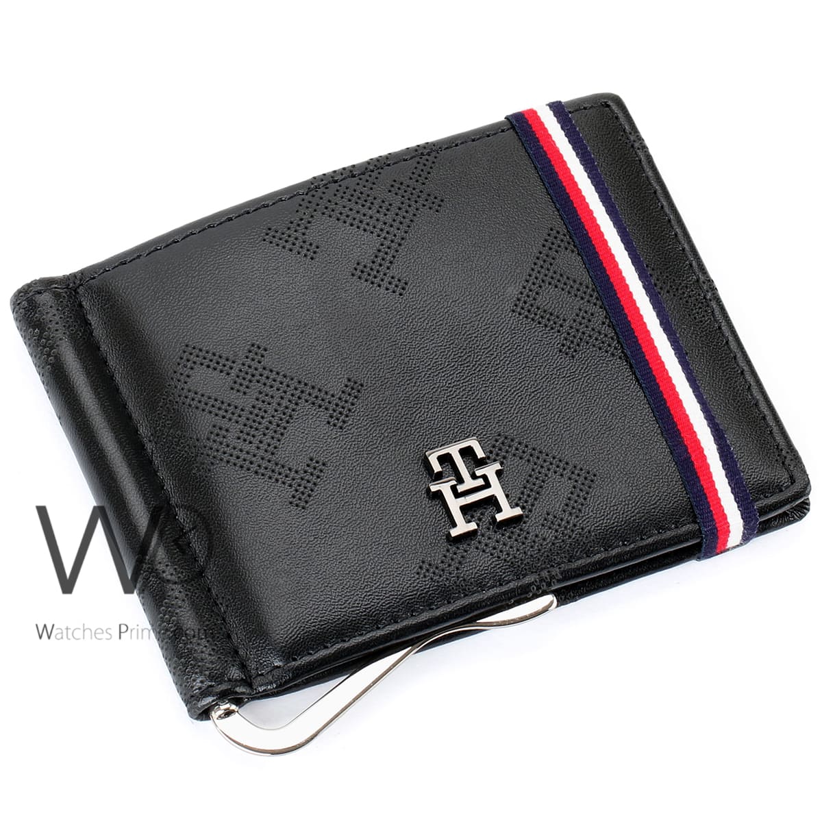 Tommy Hilfiger Wallet Men Black Genuine Leather Patterned Money