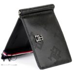 Tommy Hilfiger Wallet Men Black Genuine Leather Patterned Money Clip | Watches Prime