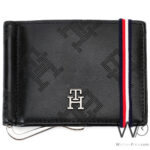 Tommy Hilfiger Wallet Men Black Genuine Leather Patterned Money Clip | Watches Prime