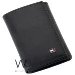 Tommy Hilfiger Wallet Men Black Genuine Leather Slim Trifold | Watches Prime