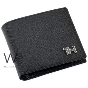 authentic tommy hilfiger wallet men black genuine leather th