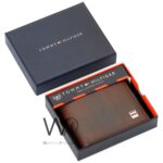 Tommy Hilfiger Wallet Men Brown Genuine Leather Printed Metal Logo | Watches Prime