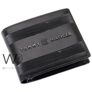 authentic tommy hilfiger wallet men glossy black genuine leather th