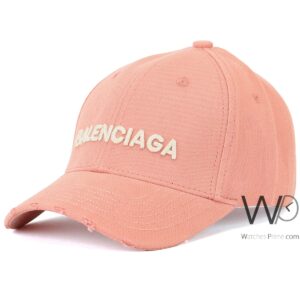 Balenciaga Baseball Cap Dark Pink Color Cotton Hat Men
